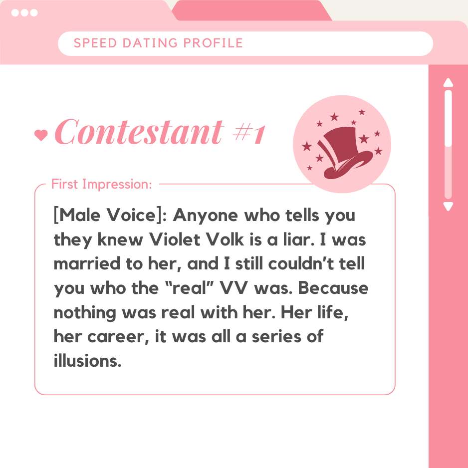 Speed Dating Contestant #1 First Impression