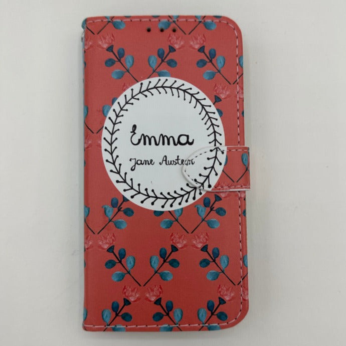 The front of a phone case inspired by Emma by Jane Austen.