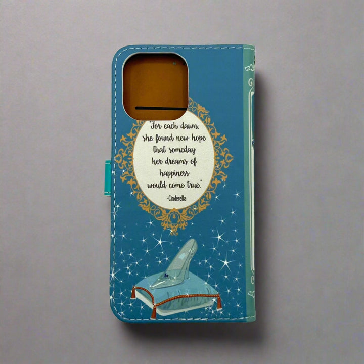 The back cover of a phone case inspired by Cinderella.