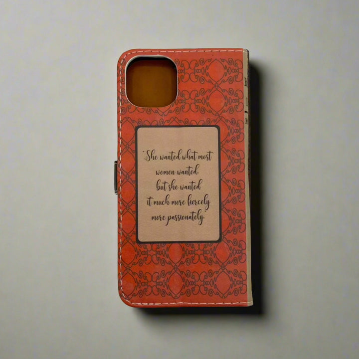 The back cover of a phone case featuring The Beautiful and Damned by F. Scott Fitzgerald. 