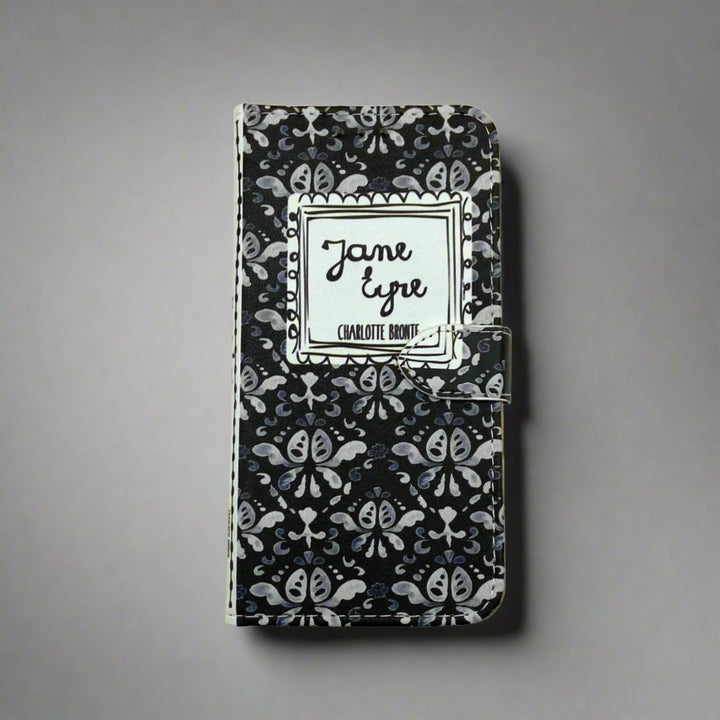 The front cover of a phone case inspired by Jane Eyre by Charlotte Bronte.