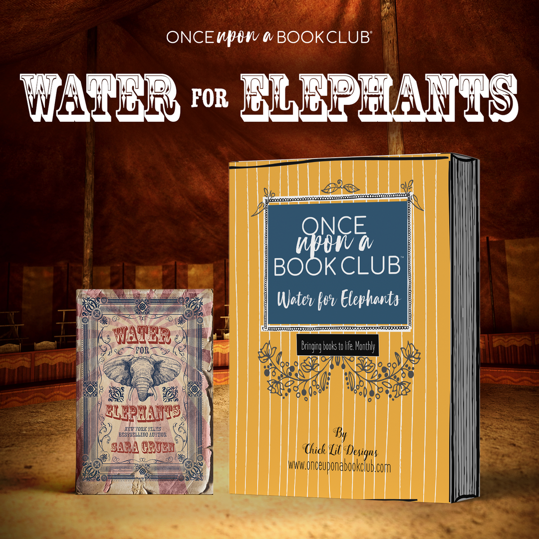 Once Upon a Book Club Water for Elephants - a hardcover exclusive edition of Water for Elephants and a special yellow and blue box for the occasion.